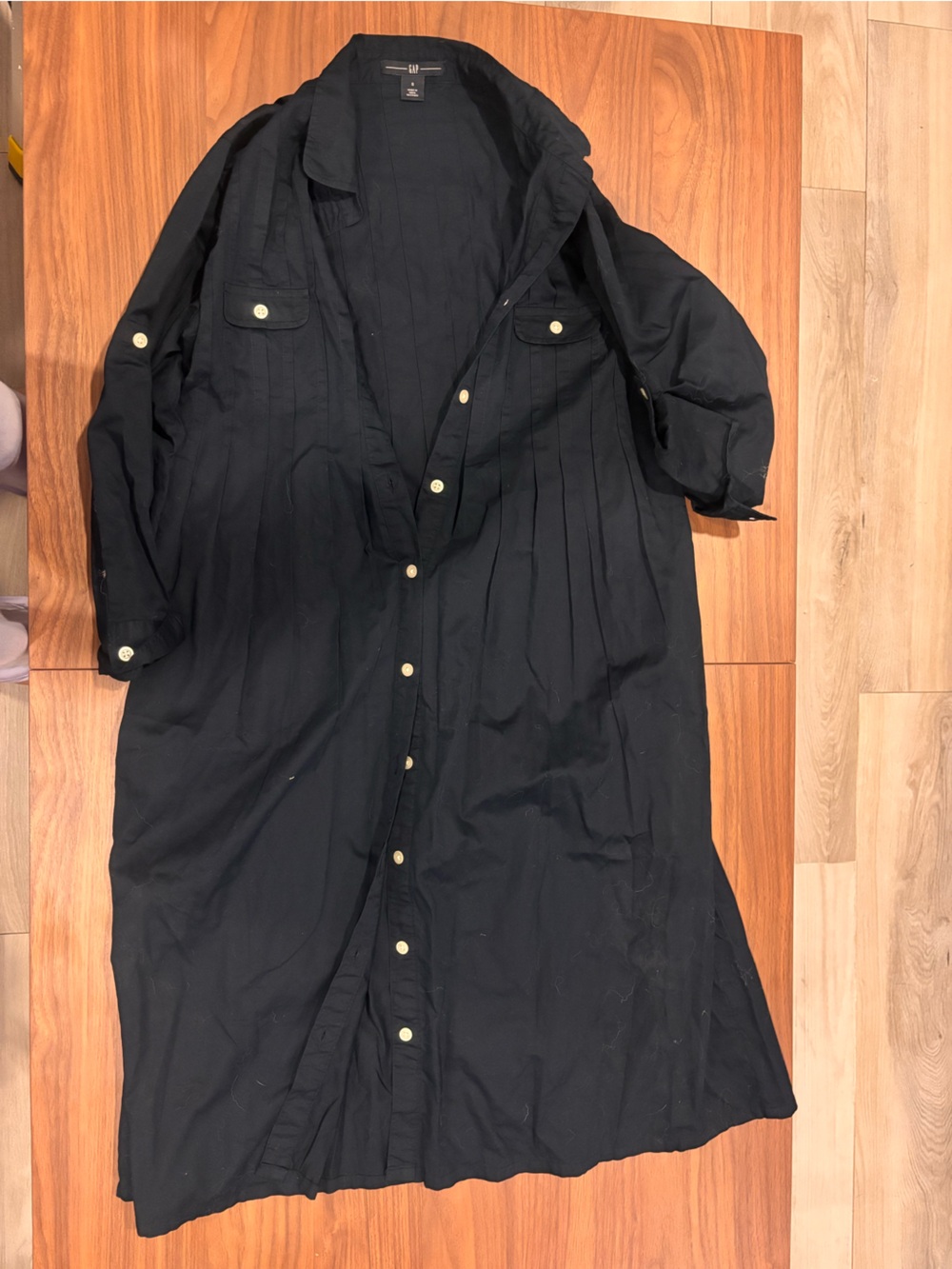 GAP Black Long Button-Down Shirt Dress